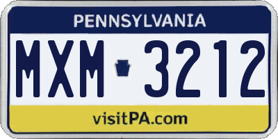 PA license plate MXM3212