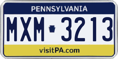 PA license plate MXM3213