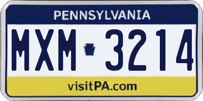 PA license plate MXM3214