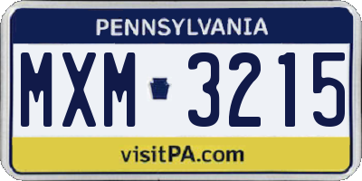 PA license plate MXM3215
