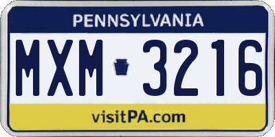 PA license plate MXM3216
