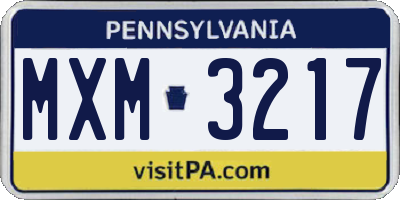 PA license plate MXM3217