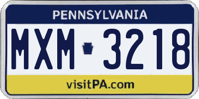 PA license plate MXM3218