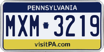 PA license plate MXM3219