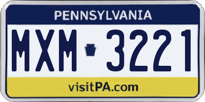 PA license plate MXM3221