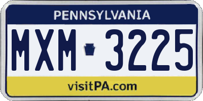 PA license plate MXM3225