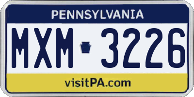 PA license plate MXM3226