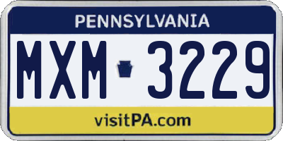 PA license plate MXM3229