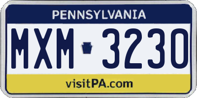 PA license plate MXM3230
