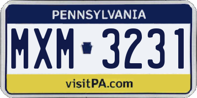 PA license plate MXM3231