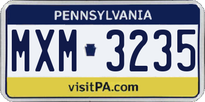 PA license plate MXM3235
