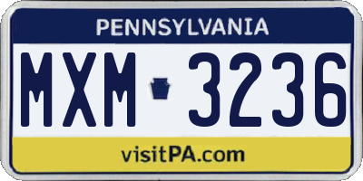 PA license plate MXM3236
