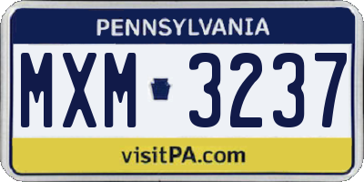 PA license plate MXM3237