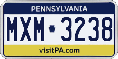 PA license plate MXM3238