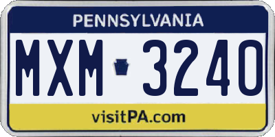 PA license plate MXM3240