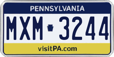 PA license plate MXM3244