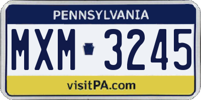 PA license plate MXM3245