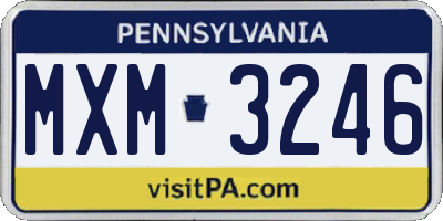 PA license plate MXM3246