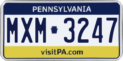 PA license plate MXM3247