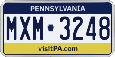 PA license plate MXM3248