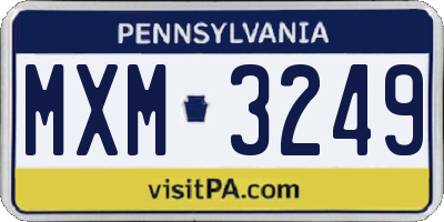 PA license plate MXM3249