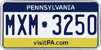 PA license plate MXM3250