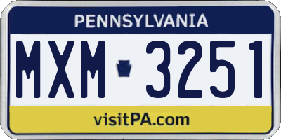 PA license plate MXM3251