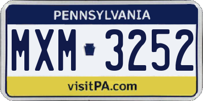 PA license plate MXM3252