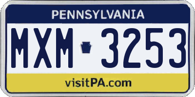 PA license plate MXM3253