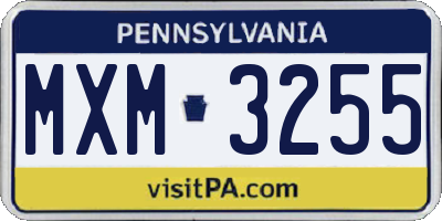 PA license plate MXM3255
