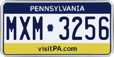 PA license plate MXM3256
