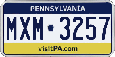 PA license plate MXM3257