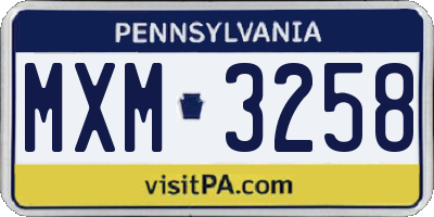 PA license plate MXM3258