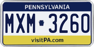 PA license plate MXM3260
