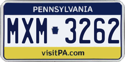 PA license plate MXM3262