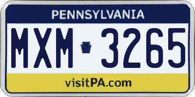 PA license plate MXM3265