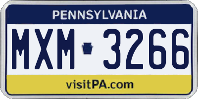 PA license plate MXM3266