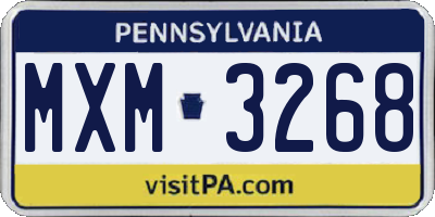 PA license plate MXM3268