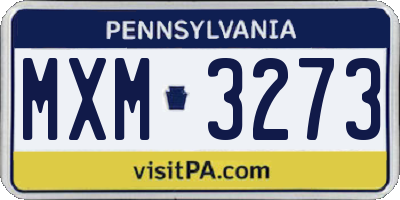 PA license plate MXM3273