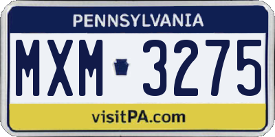 PA license plate MXM3275