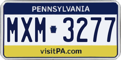PA license plate MXM3277