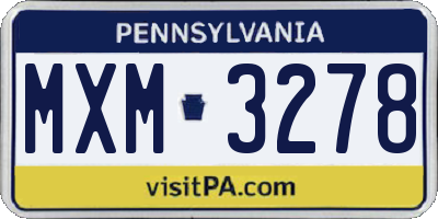 PA license plate MXM3278