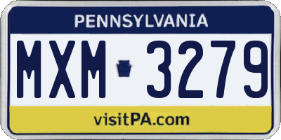 PA license plate MXM3279