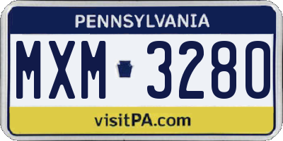PA license plate MXM3280