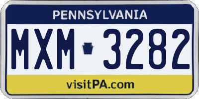 PA license plate MXM3282