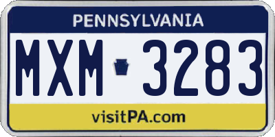 PA license plate MXM3283