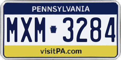 PA license plate MXM3284