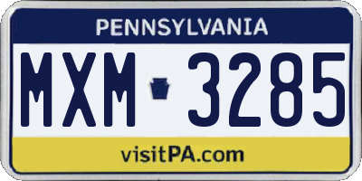 PA license plate MXM3285