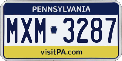 PA license plate MXM3287