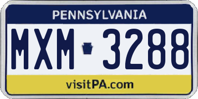 PA license plate MXM3288